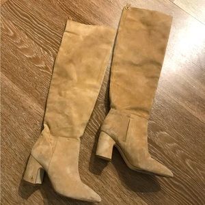 Sam Edelman Tall Suede Knee-High Boots in Tan